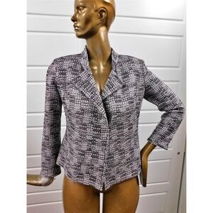St‎ John Black White Tweed Jacket Blazer sz 6